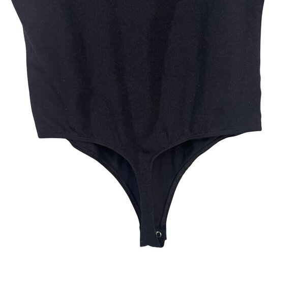 Express Womens Size Medium Black Sleeveless V-Neck Mesh Panel Thong Bodysuit - Picture 6 of 6